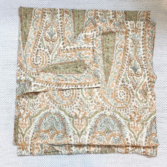 Pottery Barn Agatha Paisley Pale Sage Rust Tan Euro Pillow Sham Set 2 Cotton - Picture 1 of 5
